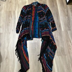 Angie Colorful Bohemian Fringe Cardigan - small